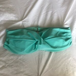 Teal Front-Tie Bandeau Bikini Top